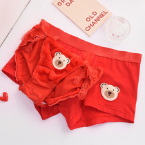 This year red couple underwear cotton sexy passion couple married a man and woman cute bear suit