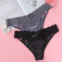  Ice silk underwear womens briefs head low waist ultra-thin sexy micro-thong breathable cotton crotch antibacterial lace