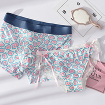 Couple underwear cute sexy set a pair of mens boxer pants sweet girl life triangle breathable antibacterial lace