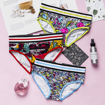 Personality hip hop graffiti printing fashion underwear ladies breifs cotton low waist comfortable cotton fabric cartoon