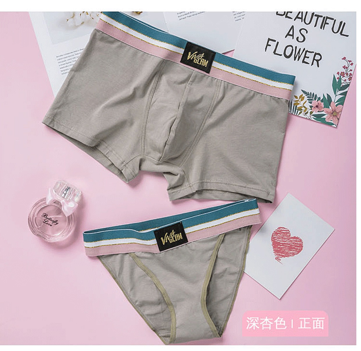 Thời trang tương phản màu rộng bên cá tính cặp đôi đồ lót cotton phù hợp với eo thấp nam boxer thể thao tóm tắt của phụ nữ quần lót cặp đôi chất lượng