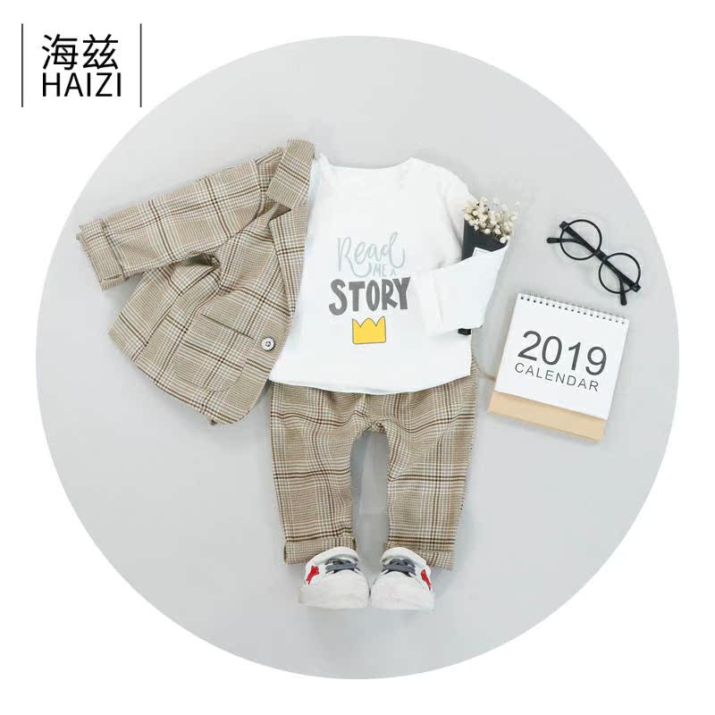 Haze Kids Set 1 Fall 2 trẻ em mùa thu ăn mặc 3 bé trai 4 Quần áo 0-5 tuổi dài tay phù hợp.