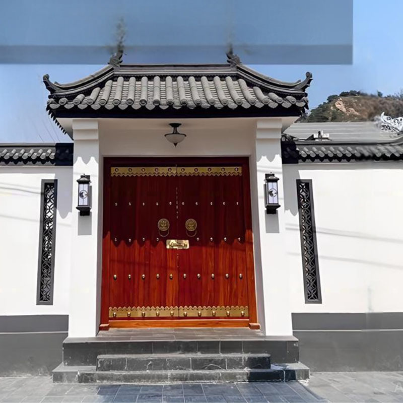 Solid Wood Chinese-Style Villa Door, Self-Built Door, Courtyard Pineapple Grids Door, Begonia Wood Double-Open Door, B&B Door