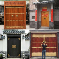 Chinese imitation antique solid wood gate Villa Tea Building Courtyard Wall Gate Double Open Countryside Gate Log into the door