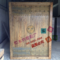 Villa elm wood gate entrance double open door solid wood walled rural gate self-built house patio door gate set to do