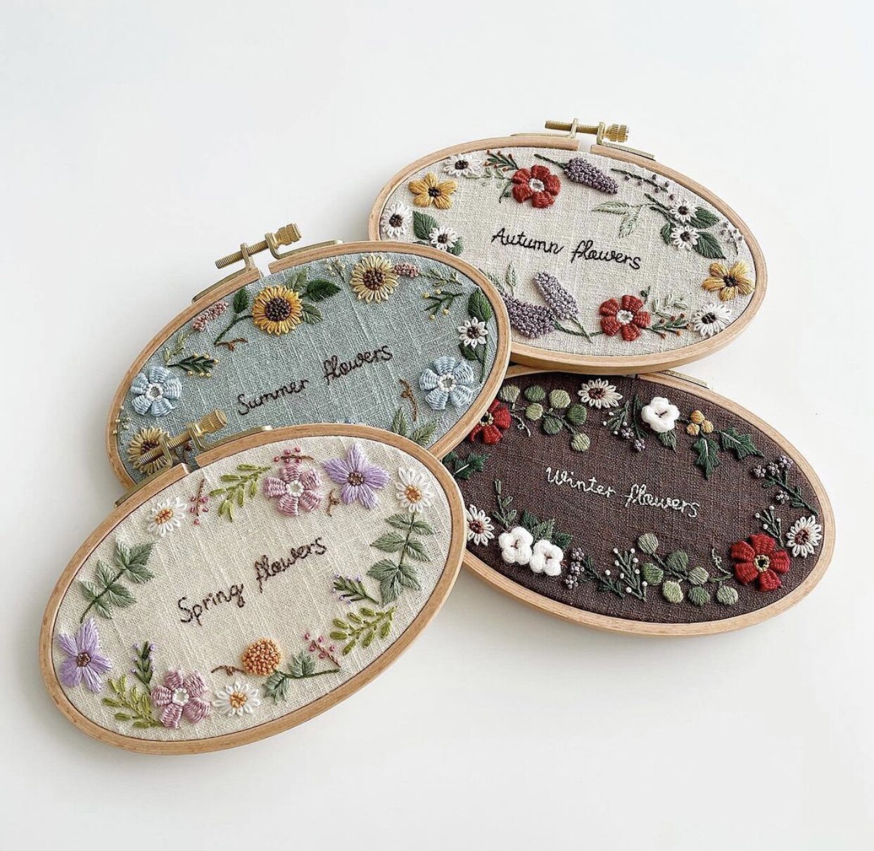 Craft 2021 new French embroidery material pack four seasons elliptical embroidery bandage your garland