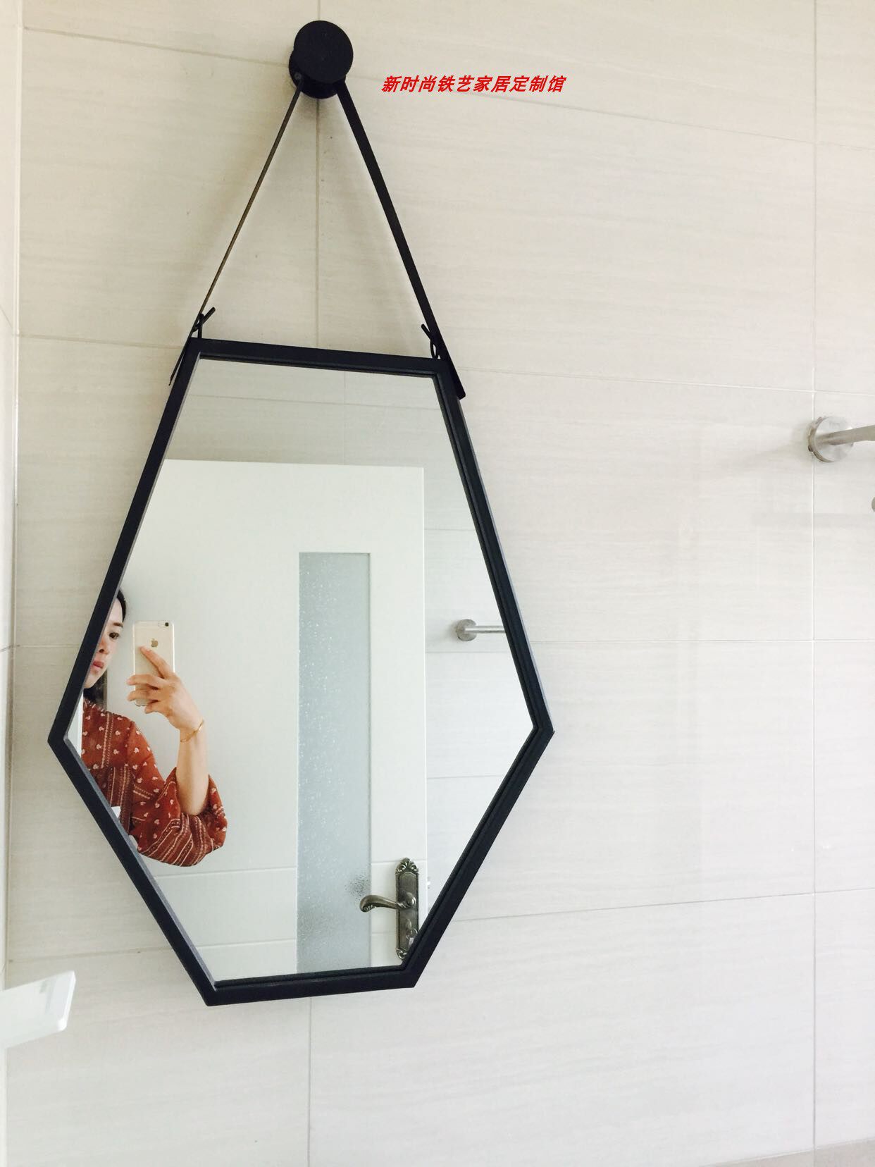 Nordic Metal Wall-mounted Mirror Profiled Mirror Hanging Mirror decorative mirror Cosmetic Mirror Bathroom Mirror Dressing Goggles Fitting Mirror-Taobao