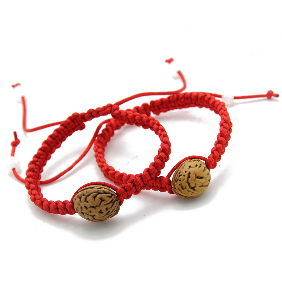 Peach Wood Handstring Peach Nuclear Basket Red Rope Nuclear Log Couple Handmade Girls Bracelet