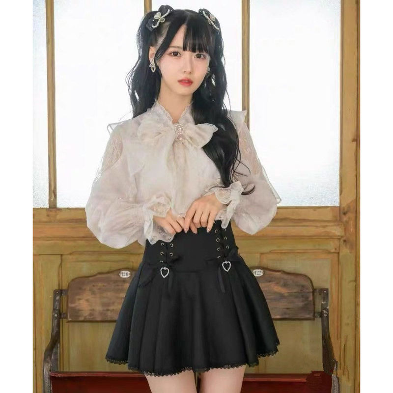 Rojita Ruffled Floral Bow Long Sleeve Shirt for Women in Autumn