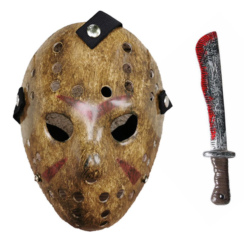 Halloween Ball Adult Child Jason Mask with blood prop knife Jason mask with Machete