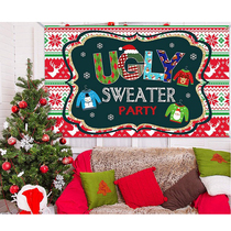 Ugly sweater party decoration hanging fabric Christmas event background cloth tapestry Ugly Sweater Tapestry
