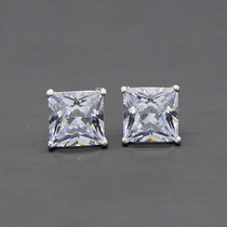 4 6 8 10MM square 925 silver inlaid AAA zircon earrings 925 silver stud Earring
