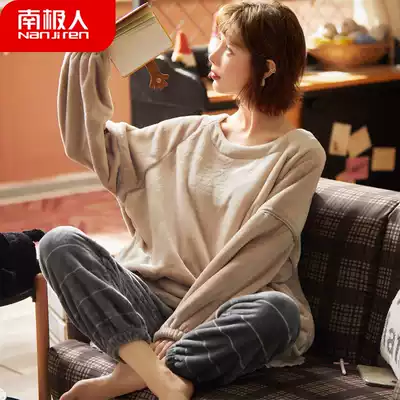 Antarctic coral velvet pajamas women's autumn and winter flannel thickened plus velvet winter home clothing 2021 New