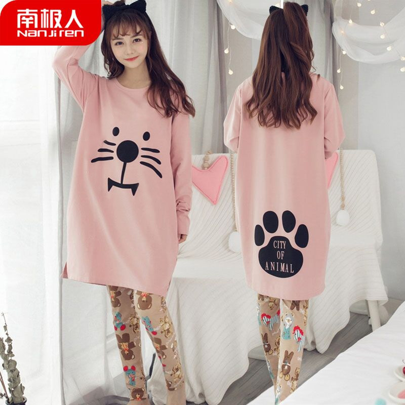 The winter winter cotton long sleeve lady of the new summer long - term home clothing in the autumn of 2022