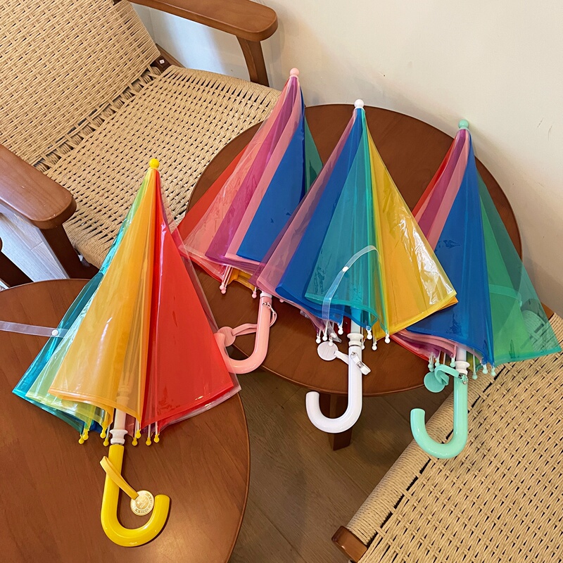Korean ins Small Daisy Polka Dot Transparent Umbrella for Children, Fresh and Cute Umbrella for Babies, Street Style, Windproof and Protective