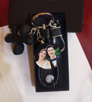 Keychain photo pendant custom personalized couple Crystal double-sided div high-end simple car key creative gift