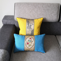 New Chinese sofa Cotton and hemp pillow thick linen solid wood waist pillow Mahogany chair Classical bedside large waist back with core