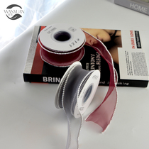 Pearl fish tail textured ribbon floral packaging with lace polyester with wave 4 floating yarn with cake box packing belt