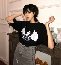 POXFFEE áo thun ngắn tay nữ mùa xuân và mùa thu hip-hop hoang dã mschf áo sơ mi nước ngoài khí gas áo đỏ lưới thủy triều phụ nữ - Áo phông áo thun tay lỡ Áo phông