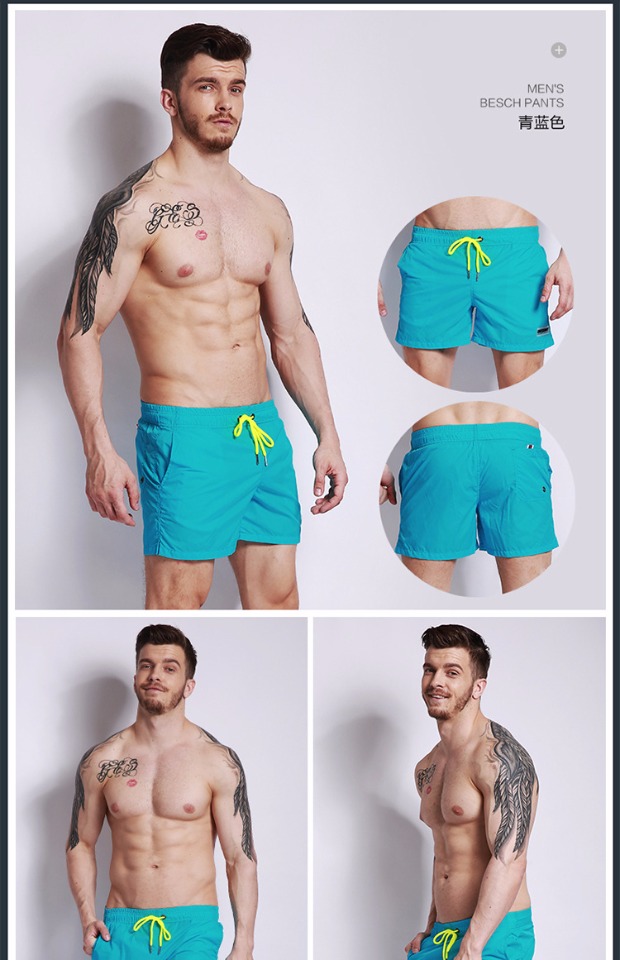 Quần đi biển nam màu rắn ba điểm quần short giản dị xu hướng nghỉ hè boyshort bên bờ biển nhanh khô quần bơi cỡ lớn thủy triều - Quần bãi biển 	quần đi biển nhóm	