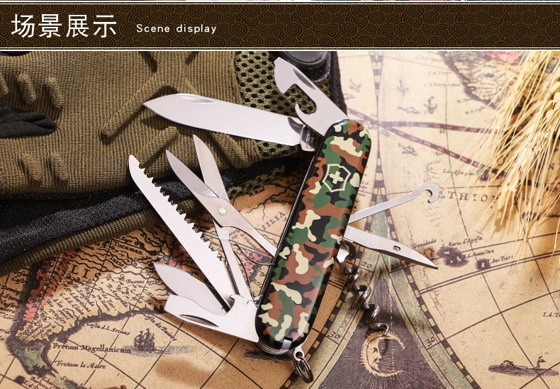 Chính hãng Vickers Thụy Sĩ Army Knife 91 MÉT Ngụy Trang Hunter Đa Chức Năng Dao 1.3713.94 Thụy Sĩ Knife Folding Knife