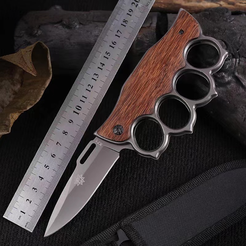 Outdoor folding fist set with small knife tiger finger truck Broken Window Instrumental anti-body fist button Four finger bracelet Carry-on Survival Cutter-Taobao