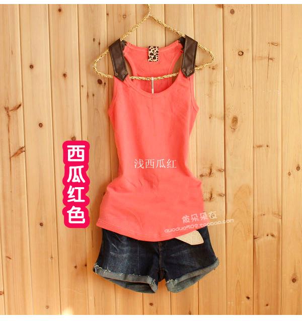 Phiên bản Hàn Quốc mỏng của cotton mới tinh khiết màu cotton vai áo sơ mi nhỏ quai đeo quai đáy thắt lưng vest nữ mùa hè - Cộng với kích thước quần áo mẫu áo sơ mi nữ đẹp 2021