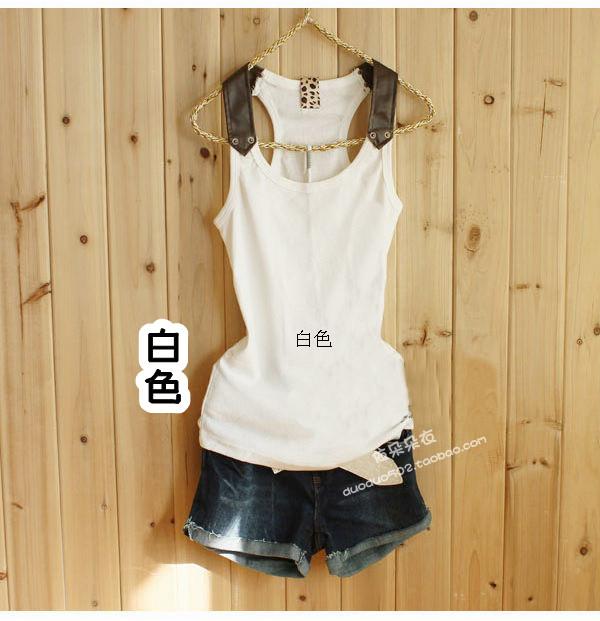 Phiên bản Hàn Quốc mỏng của cotton mới tinh khiết màu cotton vai áo sơ mi nhỏ quai đeo quai đáy thắt lưng vest nữ mùa hè - Cộng với kích thước quần áo mẫu áo sơ mi nữ đẹp 2021