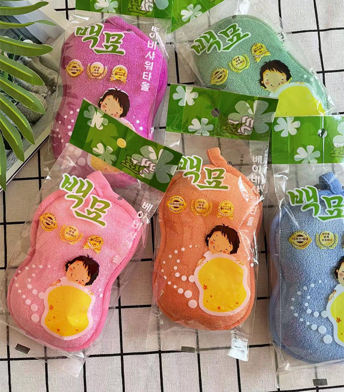 Korean baby rubbing cotton without pain bath towels Cute Soft Rubbing Back God Instrumental Baby Bath Cotton