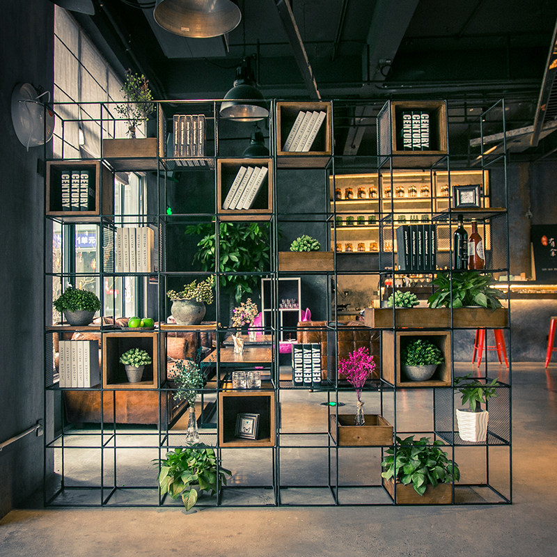 Industrial Wind LOFT Iron shelves Shelf Shelves Screen Partition Retro Floor Shelf Display Show Shelf Office Bookshelves