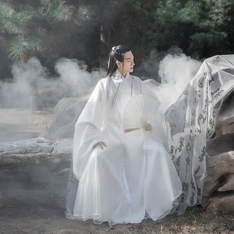Hanfu for Men, Fairy-Like Ancient Costume, Super Fairy-Like Men's Ancient Style Shirt with Large Sleeves, Men's Fairy-Like Swordsman Scholar Student Spring and Summer Style