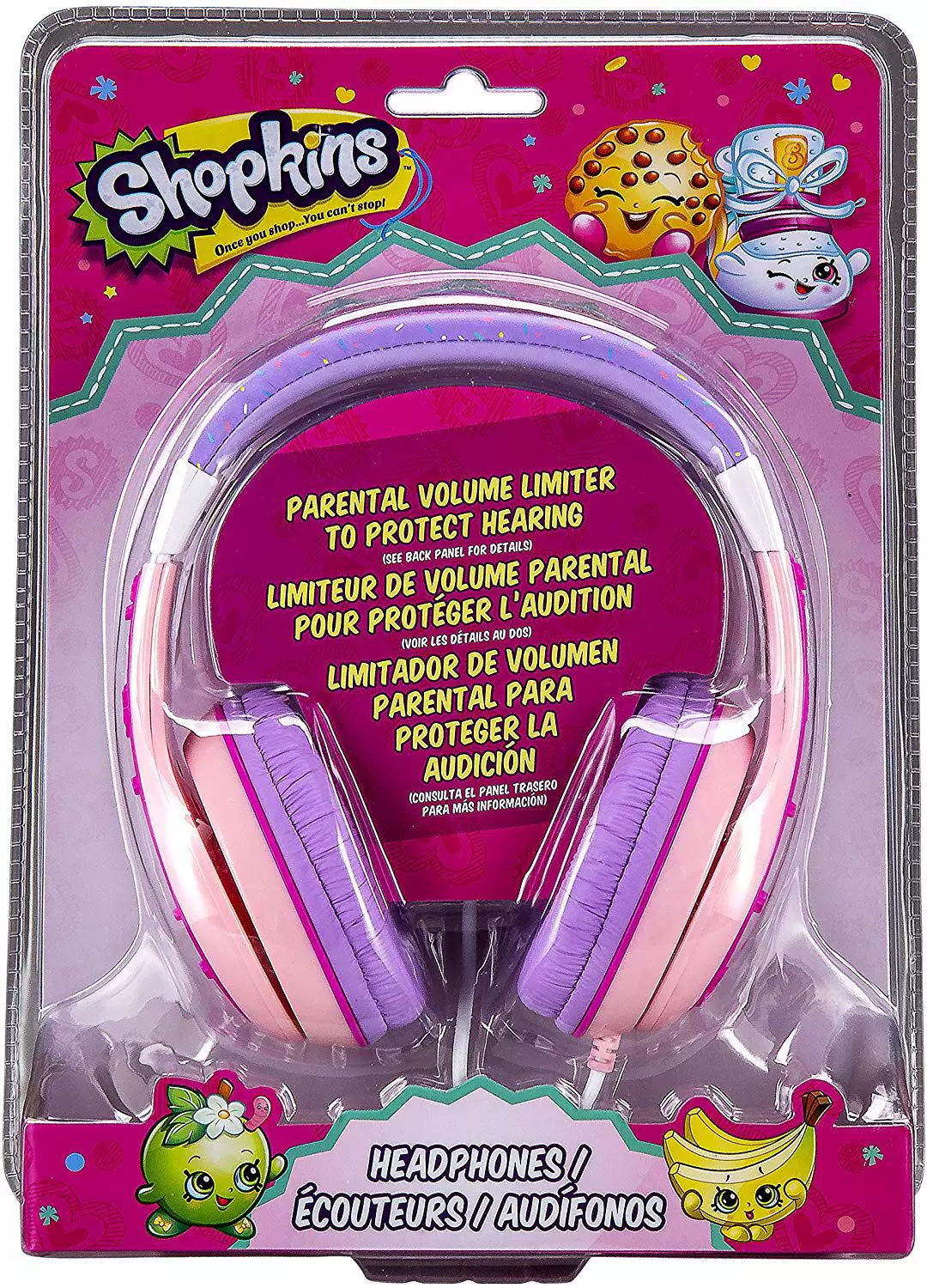 Детские наушники Shopkins, ограничитель громкости и мягкий оголовье для мальчиков и девочек