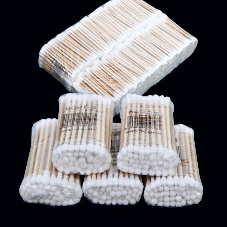 cotton sign double head disposable wood stick cotton sign beauty salon makeup remover makeup cleaning sanitary cotton stick cotton polo cotton stick-Taobao