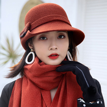 Japanese wool fishermans hat autumn and winter round face fashion hat childrens foreign atmosphere show face small wild warm basin hat top hat tide