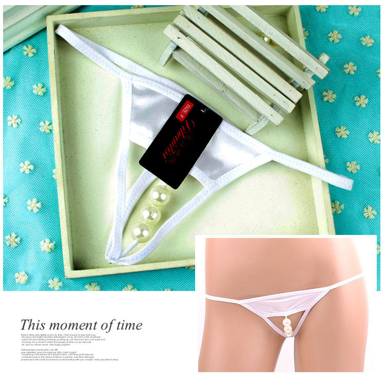 Trousers Ms. All-transparent M Sexy underwear lady perspective seduce pearl opening lace trousers hot tpants