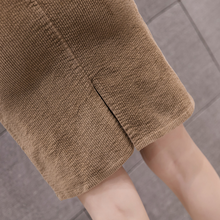 VK旗艦店 韓國風簡約高腰半身裙燈芯絨單品短裙