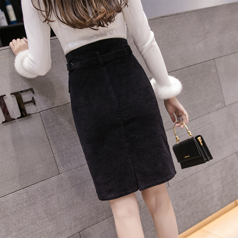 VK旗艦店 韓國風簡約高腰半身裙燈芯絨單品短裙