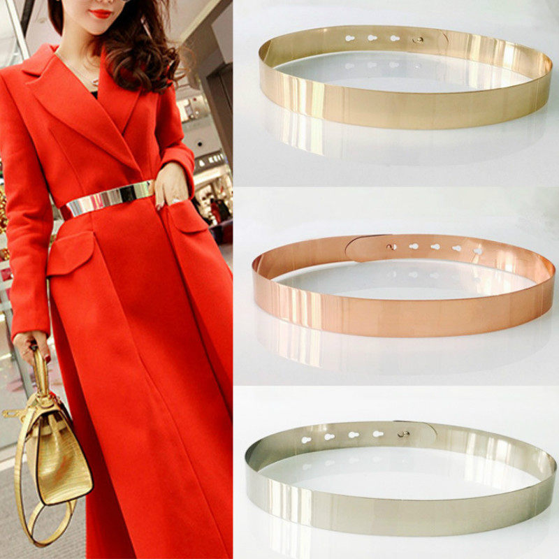 Metal Waist Belt Gold Color Plate Belts Waistband for Women
