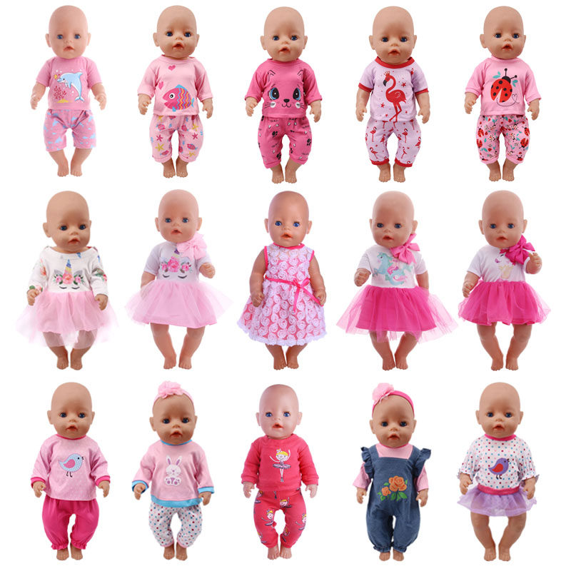 Doll TShirt Pants Unicorn Dress clothes For Girls Baby Toys