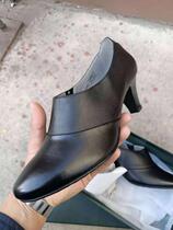 Spring Autumn Women Shoes Career Positive Dress Commute Single Leather Shoes 100 Hitch Black 6cm High Heel Shoes