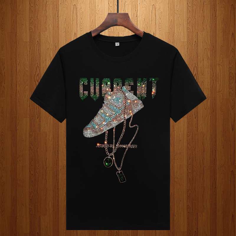 European Station 2026 New Men's Shoes with Rhinestones, Short-Sleeved T-Shirt for Young Men, Trendy Large-Size T-Shirt for Stylish Guys European Station 2026 New Men's Shoes with Rhinestones, Short-Sleeved T-Shirt for Young Men, Trendy Large-Size T-Shirt for Stylish Guys