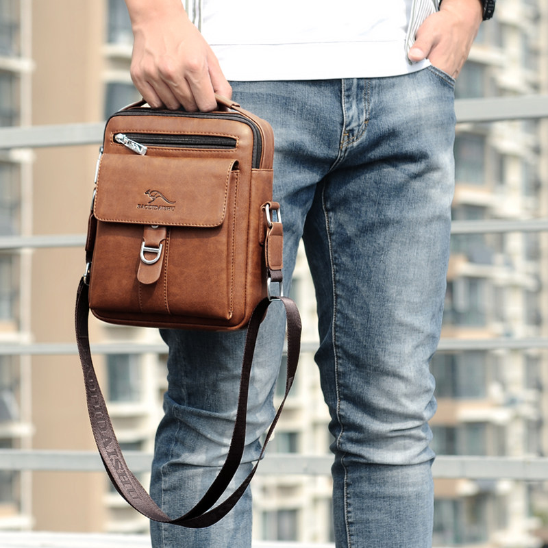 Korean Men's Bags Men's Shoulder Bags Messenger Bags Casual Men's Leather Bags Small Backpacks Trendy Leather Mobile Phone Bags Summer