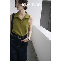 HAVERICE RESTAURANT PACKSPRING Temperament Pinch of a pinch of reigning vintage wind V collar polo sleeveless vest