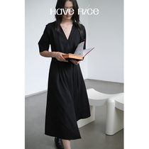 HAVERICE Dining Room Neon Convenience Store] commute 1 selection of light-cooked minimalist temperament V Pilot dress with dress and dress