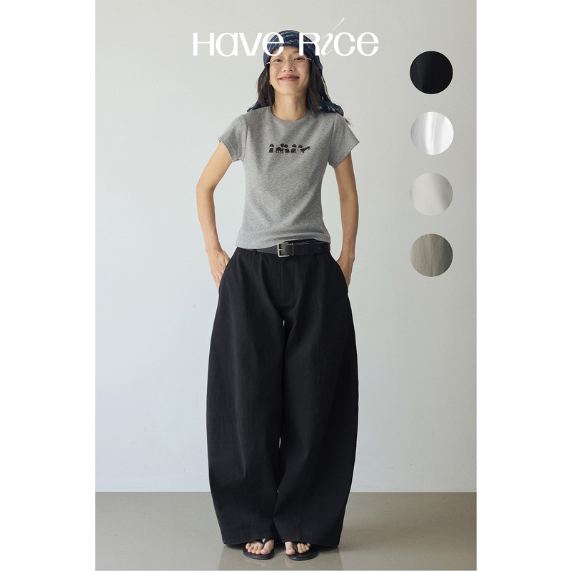 Haverice Restaurant Volume Pineapple Pants Spring/Summer Three-Dimensional Silhouette with Slight Texture Versatile Casual Long Pants for Women Haverice Restaurant Volume Pineapple Pants Spring/Summer Three-Dimensional Silhouette with Slight Texture Versatile Casual Long Pants for Women