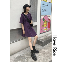  HAVERICE restaurant t-shirt dress loose thin short skirt summer