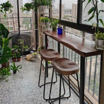 American solid wood bar table home living room balcony simple high table and chair combination sofa side long strip by the window narrow