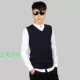 Áo len nam mùa đông vest len ​​nam cổ chữ V len vest đen vest không tay áo len vest