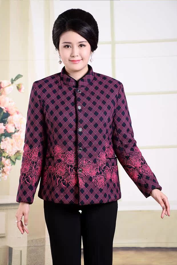 Phụ nữ trung niên mùa thu và mùa đông quần áo cotton dày áo khoác mẹ áo khoác ngắn áo khoác cũ áo ấm cotton nhỏ cháu gái áo kiểu tuổi trung niên