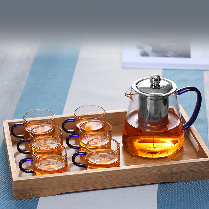 Heat - resistant glass cup tea cup teapot thick teapot kung fu tea set band put 6 small household